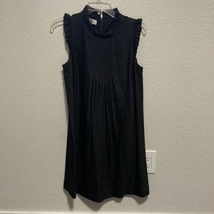 Ruffle Neck Black Dress